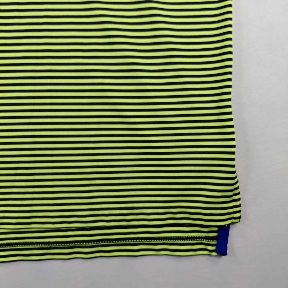 RLX Ralph Lauren Mens Large Neon Yellow Navy Striped Southern Hills Polo‎ Shirt - Picture 8 of 13